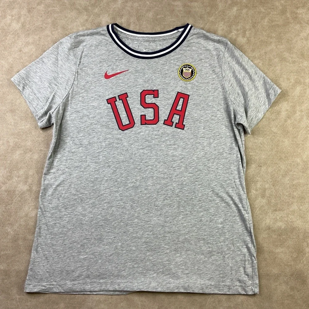 Nike Olympics USA T-Shirt Women Sz M Crewneck Short Sleeve Team Graphic Tee